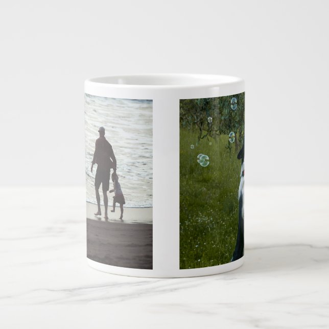 Einfach Benutzerdefiniert Zwei Foto Jumbo-Tasse (Vorderseite)