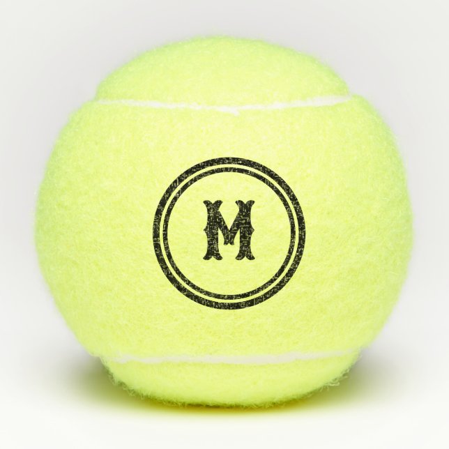 Einfach benutzerdefiniertes Schwarzes Monogramm Tennisbälle (Vorderseite)