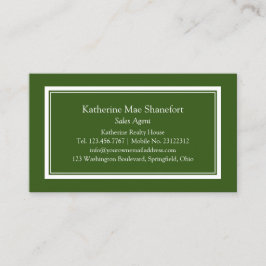 Einfach Beruflich dunkelgrün mit weißer Grenze Visitenkarte