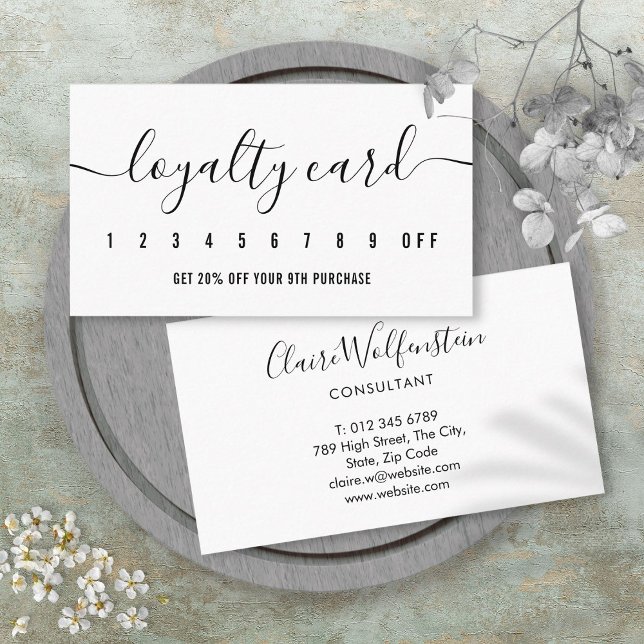 Einfach Beruflich Schwarz und Weiß Treuekarte (Simple Modern Professional Black And White Loyalty Card)