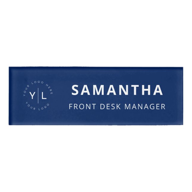 Einfach Berufliches, blaues Logo für den Mitarbeit Namenschild (Vorderseite)