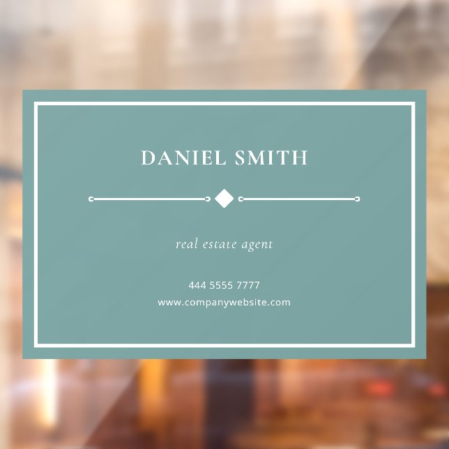 Einfach Berufliches Office White Frame Aquamarin g Fensteraufkleber (Blatt 2)