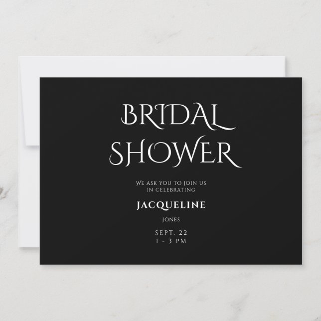 Einfach Black Bridal Dusche Einladung (Vorderseite)
