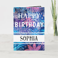 Einfach Blau und Rosa Print Happy Birthday