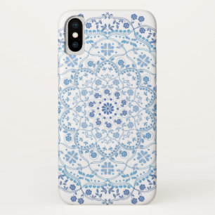 Einfach blau und weiß elegant, floral Mandala Case-Mate iPhone Hülle