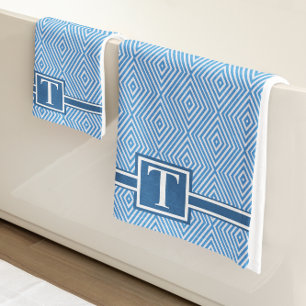 Einfach blau und weiß, modern geometrisch badhandtuch set