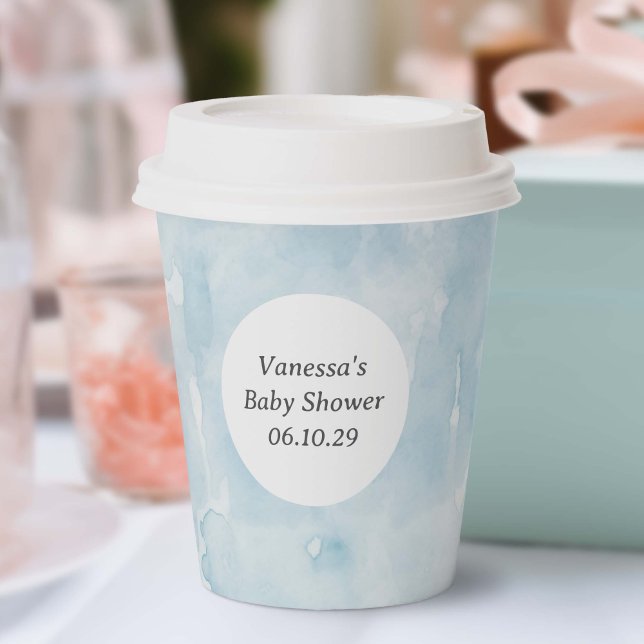 Einfach blaues ästhetisches Aquarellmuster Pappbecher (Blue simple watercolor texture paper cup)