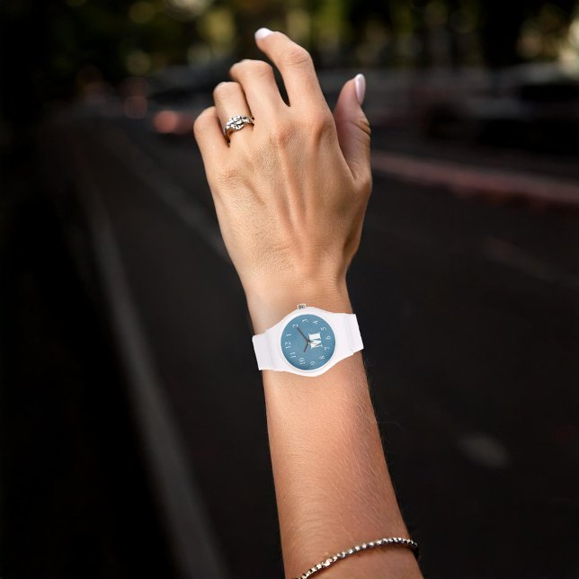 Einfach blaues Monogramm Minimalistisch Initial St Armbanduhr (Simple Floral Watch)