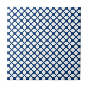 Einfach blaues Quatrefoil Muster - Blau und Weiß Fliese