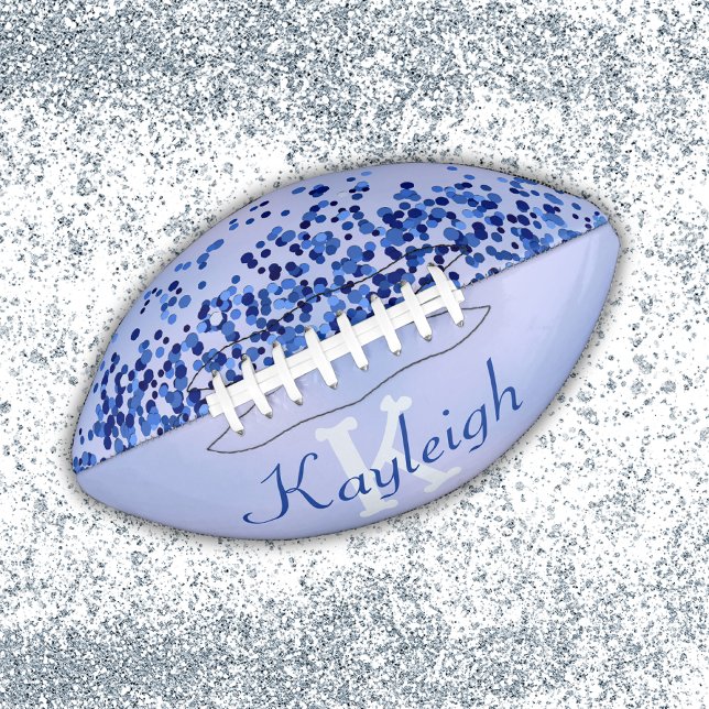 Einfach blaugegossenes Metall und Glitzer Monogram Football (Von Creator hochgeladen)