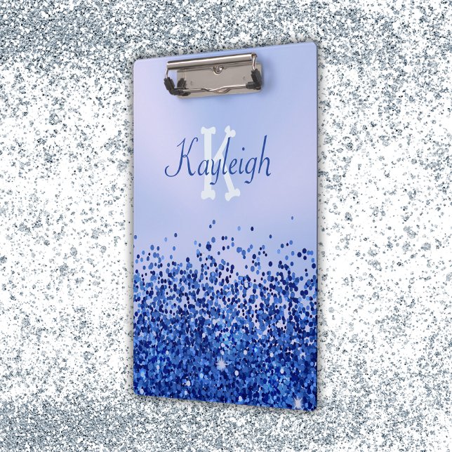 Einfach blaugegossenes Metall und Glitzer Monogram Klemmbrett (Von Creator hochgeladen)