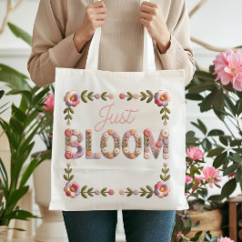 Einfach Blühen Faux-Stickerei Floral Boho Cottagec Tragetasche