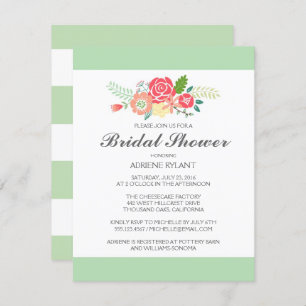 Einfach Blumen & Streifen Bridal Dusche Einladung
