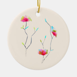 Einfach blumengeschmückt Japanisch inspiriert rosa Keramik Ornament