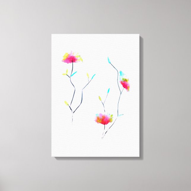 Einfach blumengeschmückt Japanisch inspiriert rosa Leinwanddruck (Vorderseite)