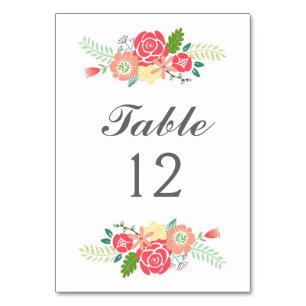 Einfach Blumenkarten für die Tischnummer