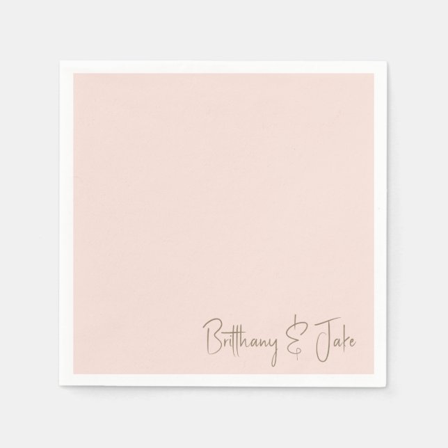Einfach Blush Gold Script Wedding Cocktail II Serviette (Vorderseite)