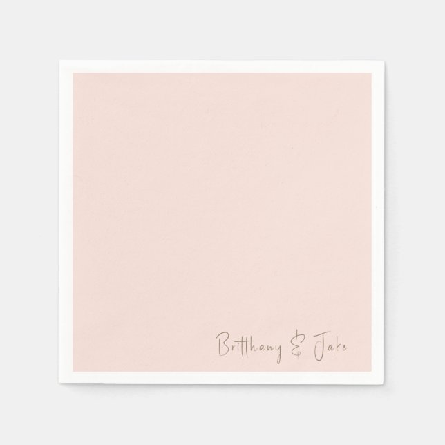 Einfach Blush Gold Script Wedding Cocktail Serviette (Vorderseite)