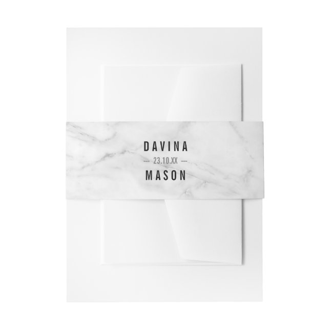 EINFACH BOHO WEDD Moderne Marmor schwarz grau Einladungsbanderole (Vorderseite Beispiel)