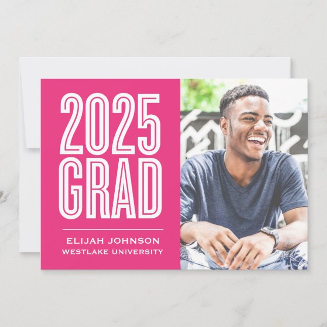 EINFACH BOLD 2025 GRAD FOTO ABSCHLUSS INVITATION EINLADUNG (Vorderseite)
