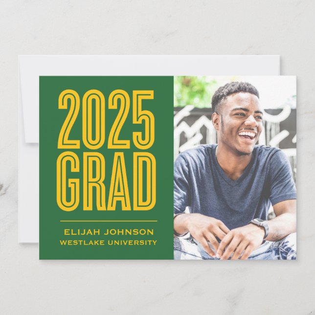 EINFACH BOLD 2025 GRAD FOTO ABSCHLUSS INVITATION EINLADUNG (Vorderseite)