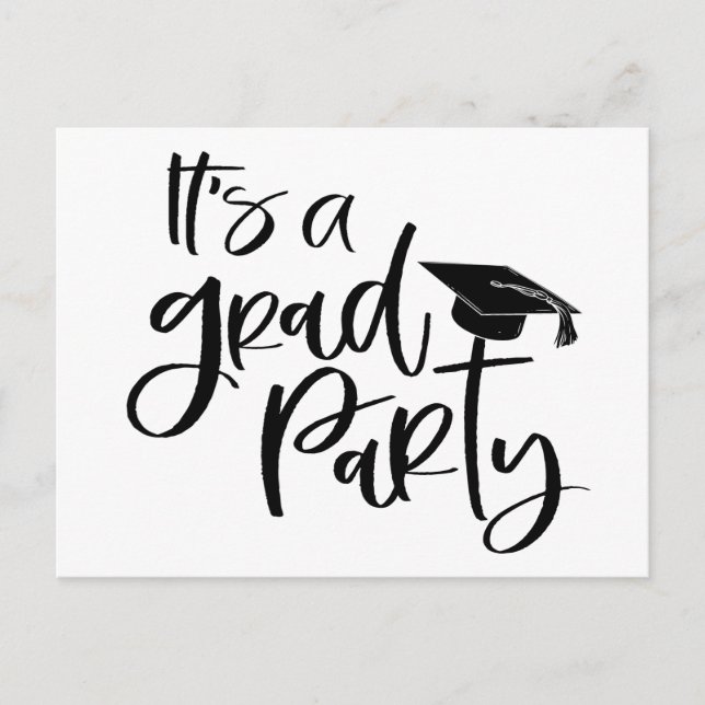 EINFACH BOLD Es ist ein GRAD PARTY Graduate Einlad Postkarte (Vorderseite)