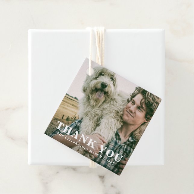 Einfach Bold Vielen Dank Typ Foto Abschluss Geschenkanhänger (Beispiel)