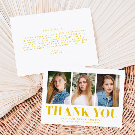 Einfach Bold Yellow 3 Foto Abschluss Dankeskarte