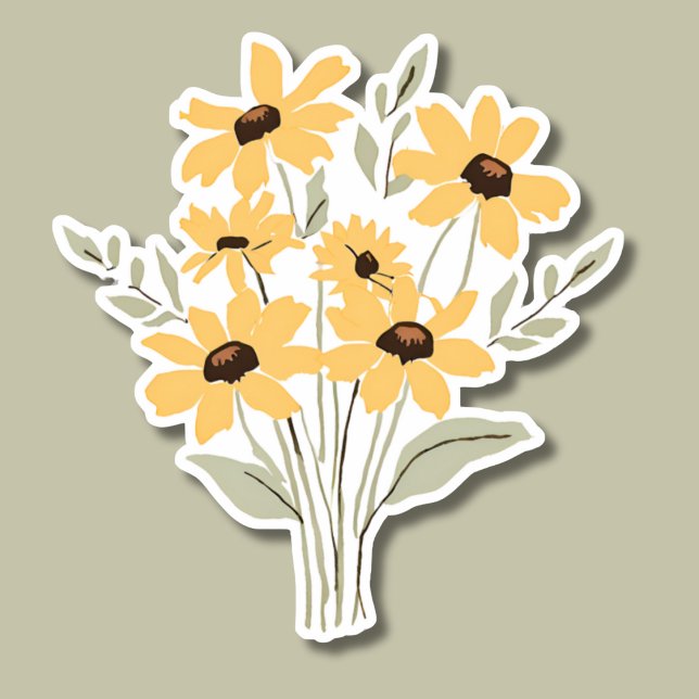 Einfach braun-Mit Augen Susan Bouquet wasserdicht Aufkleber (Von Creator hochgeladen)