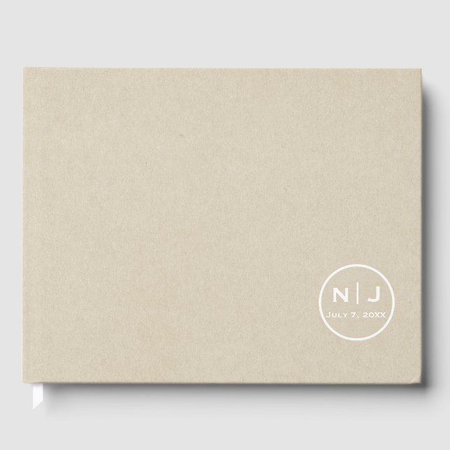 Einfach braune Kraft Rustikales Land Wedding Minim Gästebuch (Vorderseite)