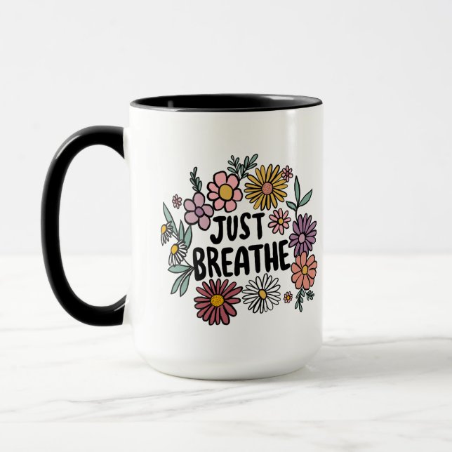 EINFACH BREATHE Niedliche Blume Disy Hand Gezeichn Tasse (Links)