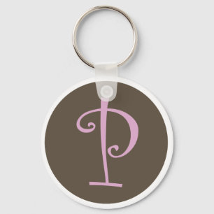 Einfach Brown u. rosa Schlüsselanhänger "P "