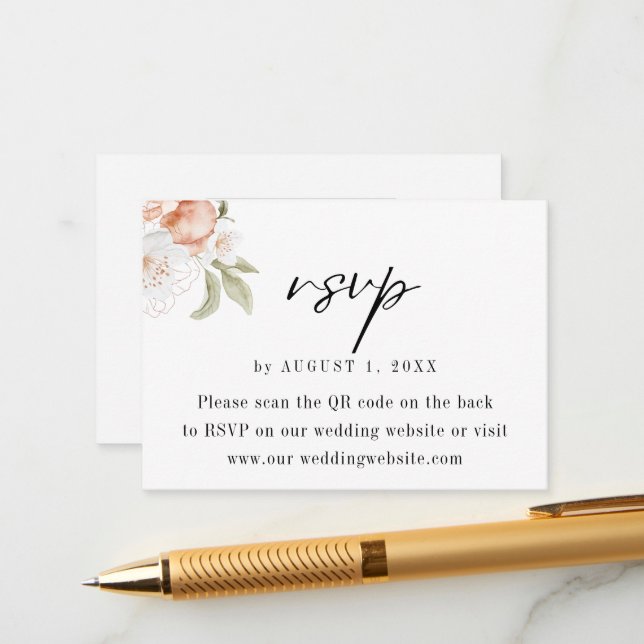 Einfach Chic Budget Wedding QR Code Umschließungsk Begleitkarte (Vorderseite/Rückseite Beispiel)