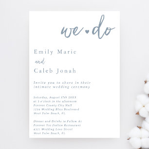 Einfach Chic Dusty Blue Intime Hochzeit im Standes Einladung