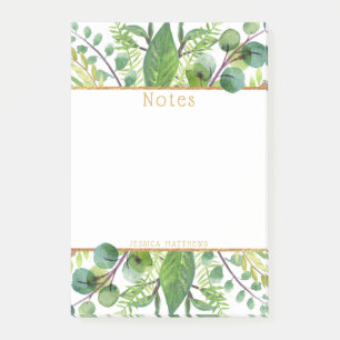Einfach Chic Greenery & Gold Foil Note Pad Post-it Klebezettel