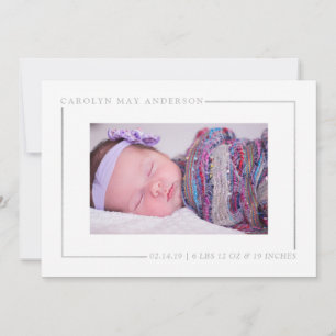 Einfach Chic Silver Foil Foto Birth Ankündigung