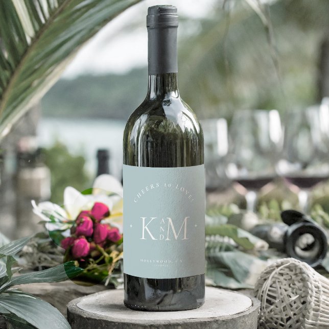 Einfach Chic Wedding Cheers Dusty Aquamarin/Wht ID Weinetikett (Von Creator hochgeladen)