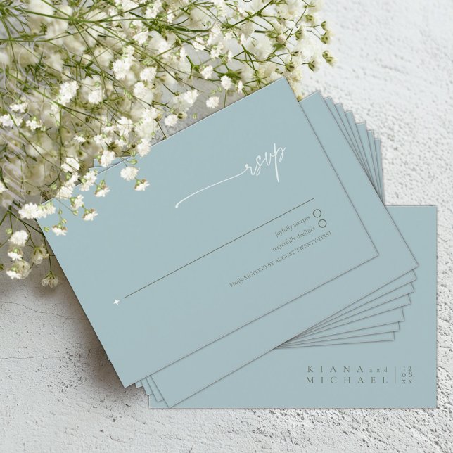 Einfach Chic Wedding Dusty Aquamarin ID1046 RSVP Karte (Von Creator hochgeladen)