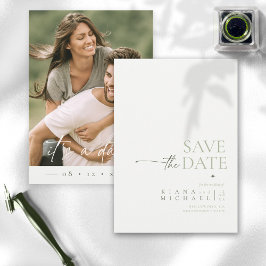 Einfach Chic Wedding Foto Pearl White Vert ID1046 Save The Date