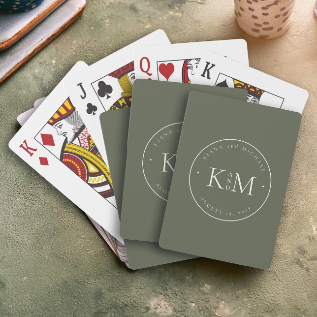Einfach Chic Wedding Initials Nature Moss ID1046 Spielkarten (Von Creator hochgeladen)