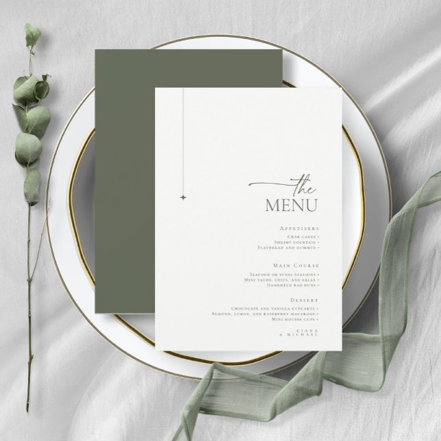 Einfach Chic Wedding Menu Pearl/Moss Green ID1046 (Von Creator hochgeladen)
