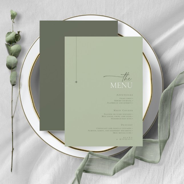 Einfach Chic Wedding Menu Sage Green ID1046 (Von Creator hochgeladen)