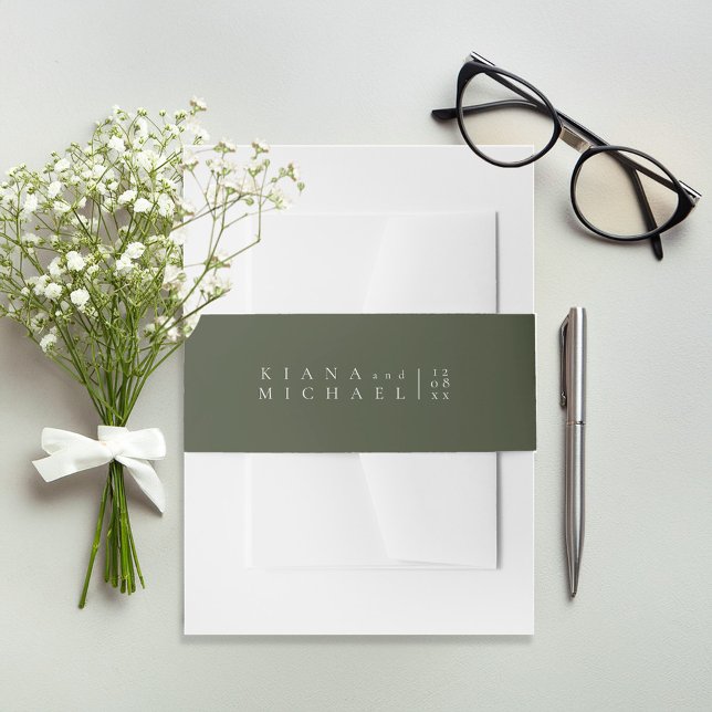 Einfach Chic Wedding Moss Green ID1046 Einladungsbanderole (Von Creator hochgeladen)