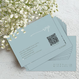Einfach Chic Wedding QR Code Dusty Aquamarin ID104 RSVP Karte