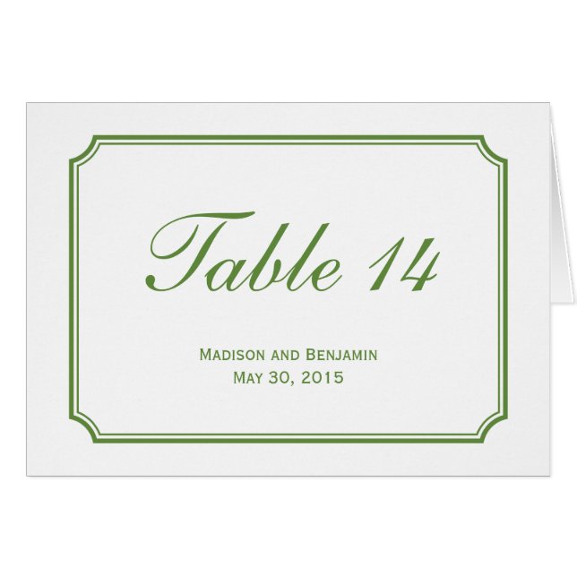 Einfach Chic Wedding Tischnummer Card (Vorderseite (Horizontal))