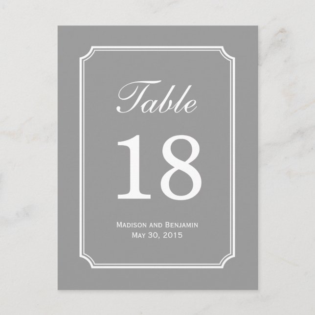 Einfach Chic Wedding Tischnummer Card (Vorderseite)