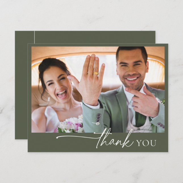 Einfach Chic Wedding Vielen Dank Moss Green ID1046 Dankeskarte (Vorne/Hinten)