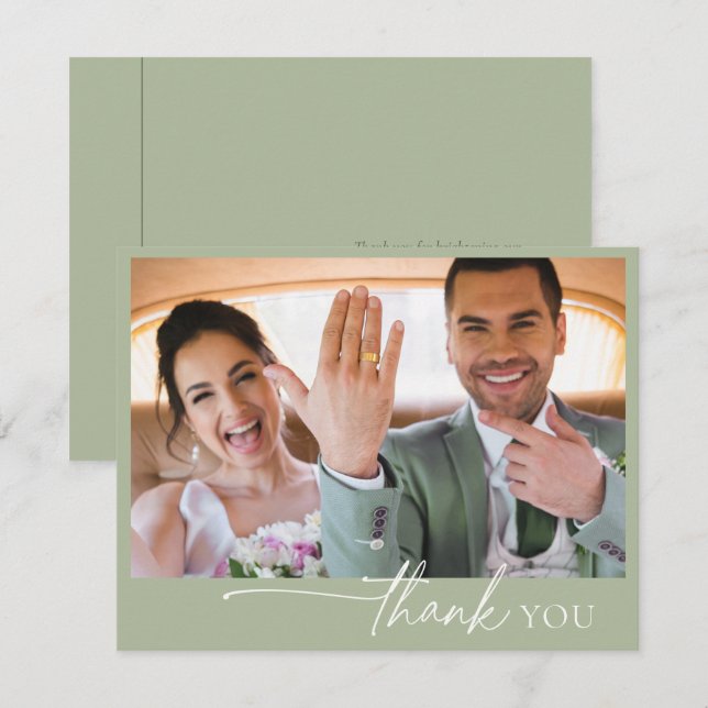 Einfach Chic Wedding Vielen Dank Sage Green ID1046 Dankeskarte (Vorne/Hinten)