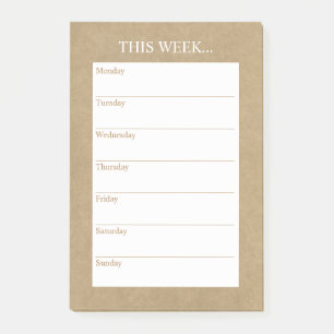 Einfach Chic Weekly Planner  Rustikale Kraft Post-it Klebezettel