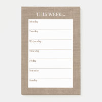 Einfach Chic Weekly Planner | Rustikaler Burlap